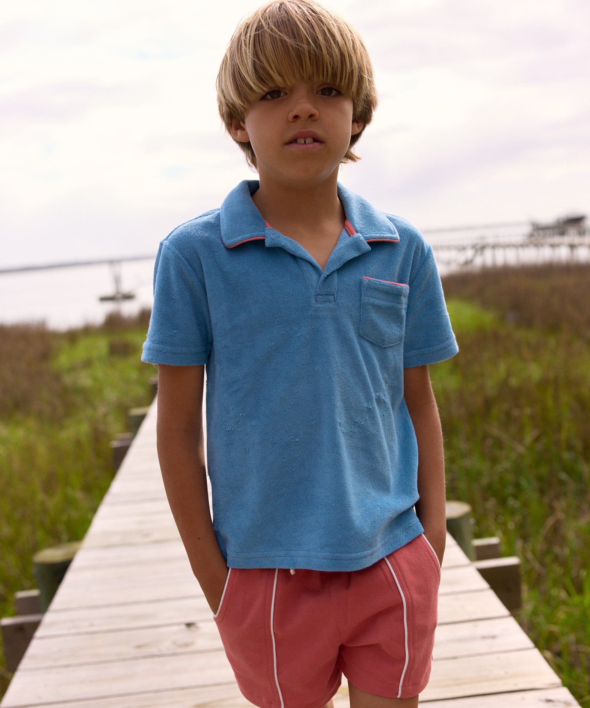 Cerulean Blue French Terry Polo