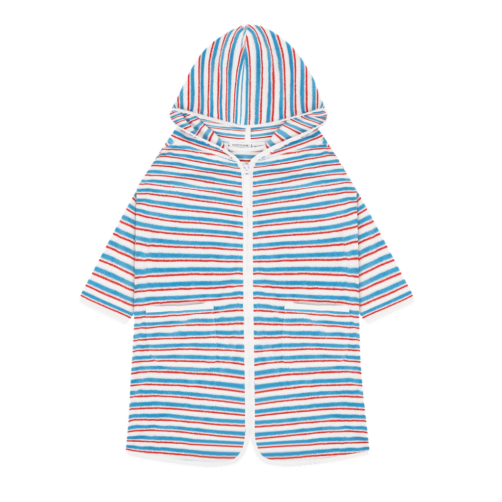 Minnow Stripe French Terry Hooded Zipper Coverup- MUR