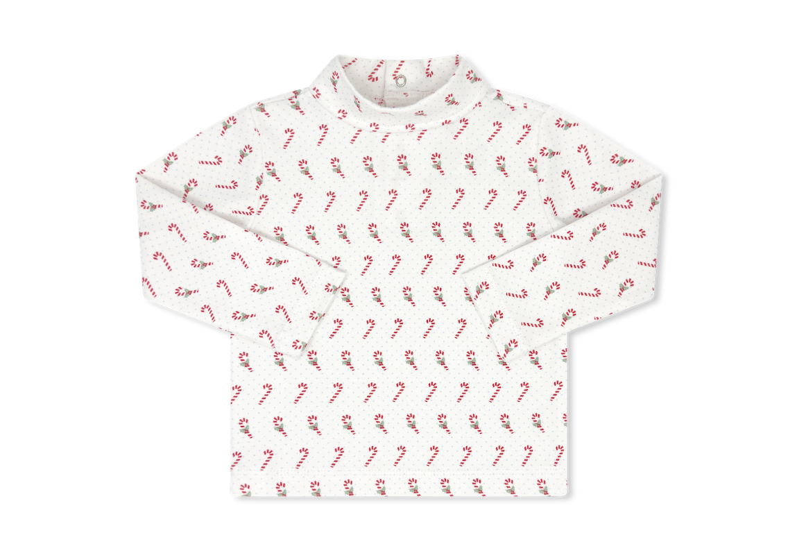 Lullaby Set Tiny Tot Turtleneck- Candy Cane Lane Blue