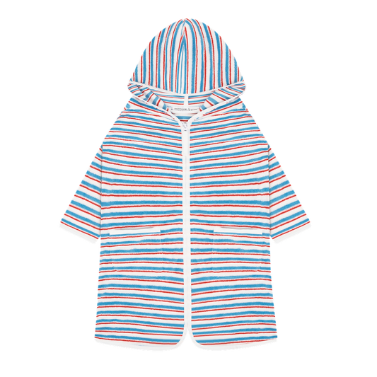 Minnow Stripe French Terry Hooded Zipper Coverup- MUR