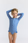 Navy Picnic Gingham Front Zip Rashguard One Piece