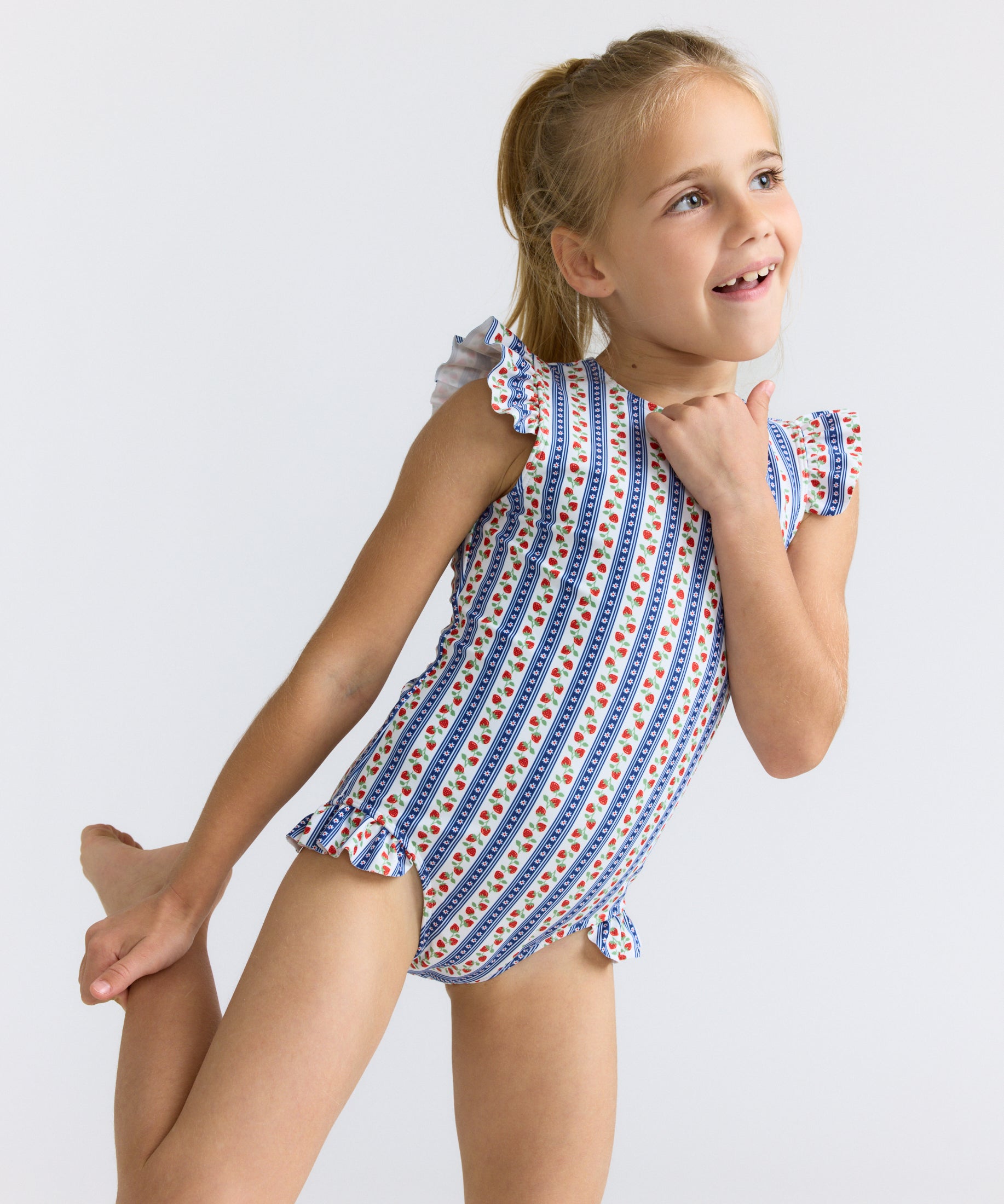 Strawberry Patch Ruffle Cap Sleeve Rashguard One Piece