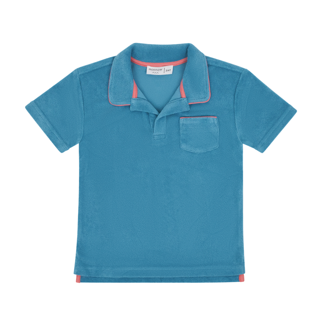 Minnow Niagara Blue French Terry Polo