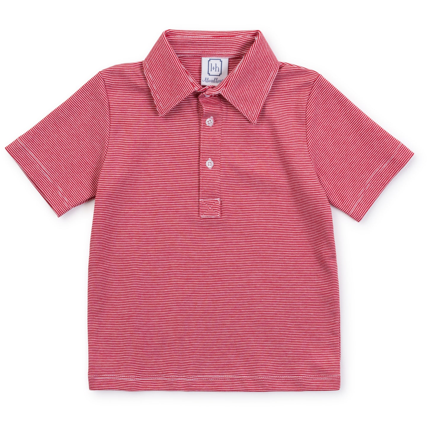 Lila and Hayes Griffin Polo Shirt - Red & White Stripes