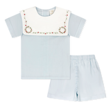 Lullaby Set Christian Short Set- Blessings Blue Batiste