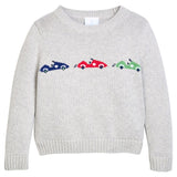 Little English Intarsia Sweater- Race Cars