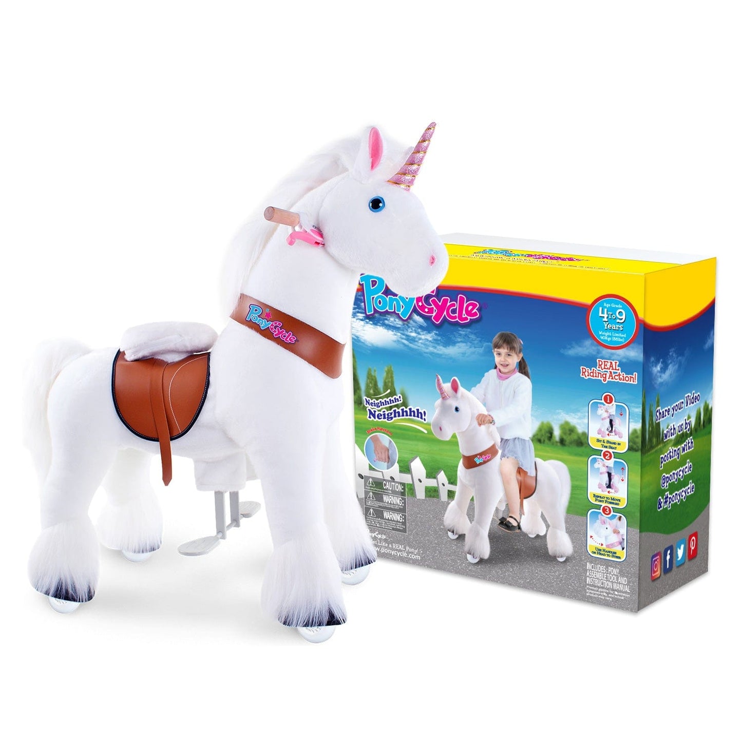 Model U® Unicorn Riding Toy For Age 4-7 White