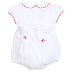 Little English Smocked Louisa Bubble- Red Bow