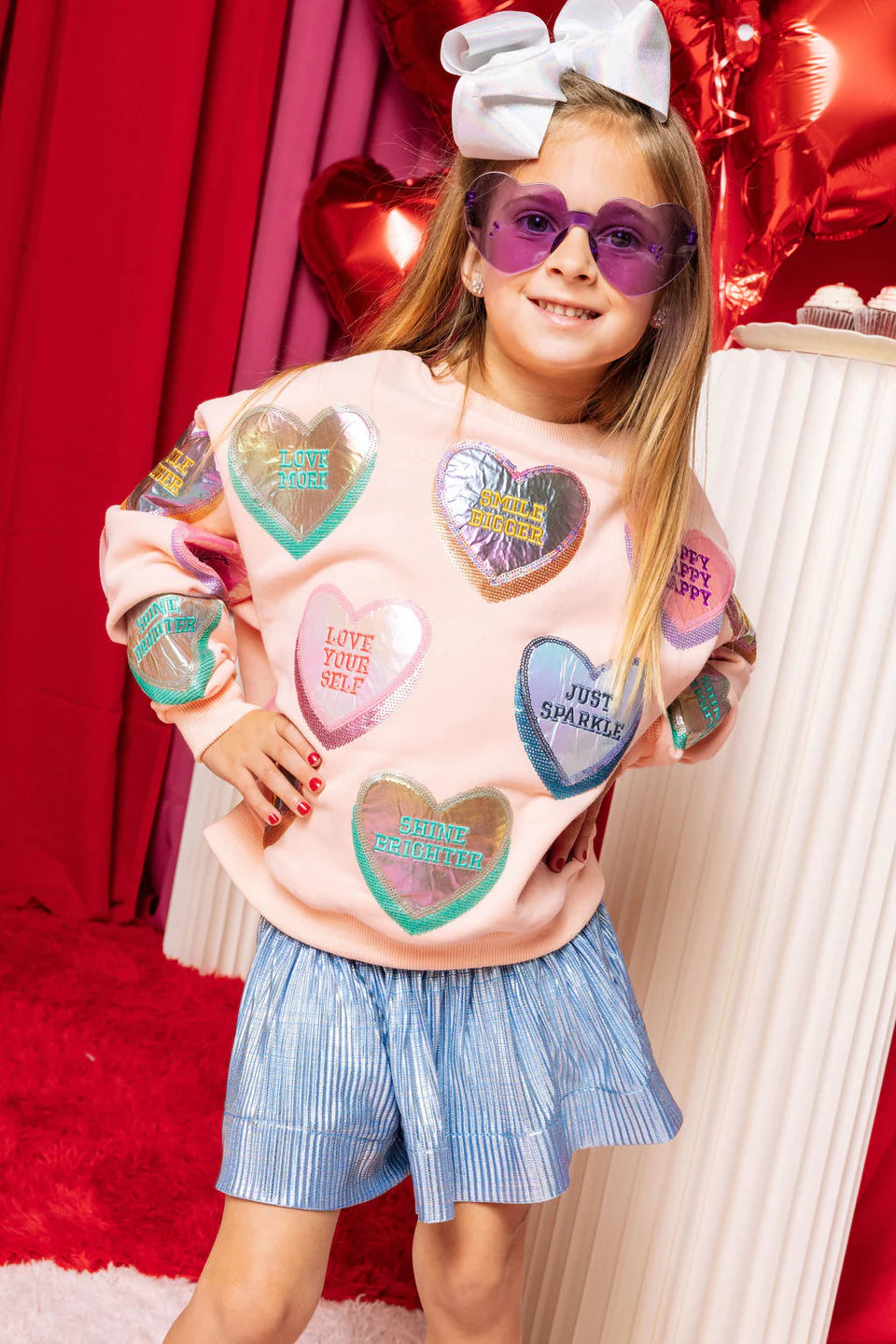 Light Pink Positive Candy Hearts Sweatshirt - Kid's