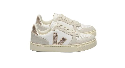 Small V-10 Laces Leather Extra White Platine Natural