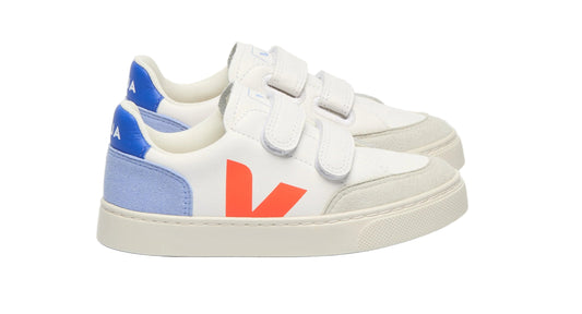 Veja V-12 Leather White Multico Orange Fluo