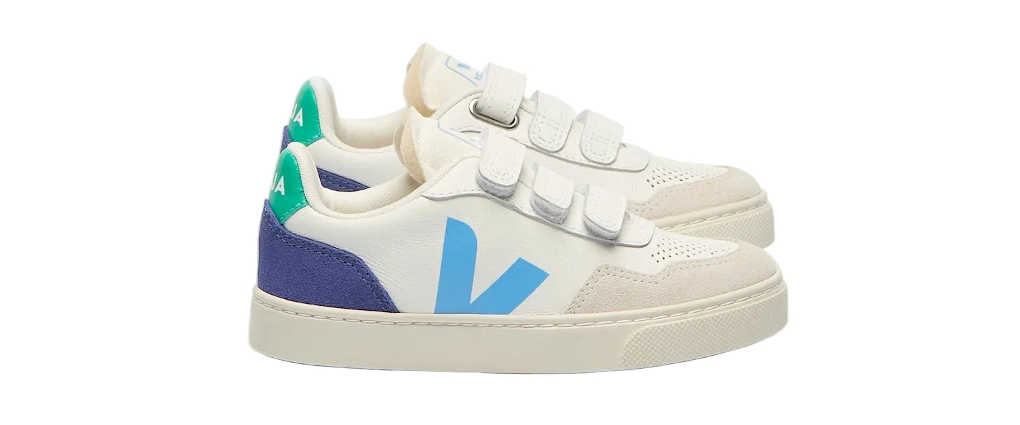 Veja V-90 Leather White Celeste Cobalt