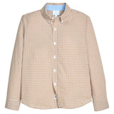 Little English Button Down Shirt - Khaki Gingham
