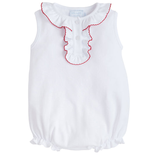 Little English Ruffled Henley Bubble- Red