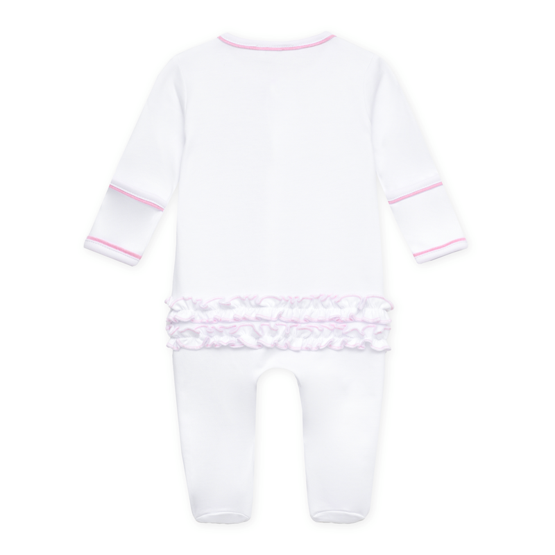 Magnolia Baby Darling Cowboy Boots Ruffle Footie- Pink