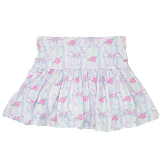 Azarhia Gathered Skort - Water Color Bows