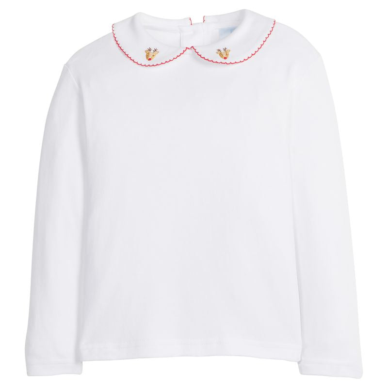 Long Sleeve Pinpoint Shirt- Reindeer