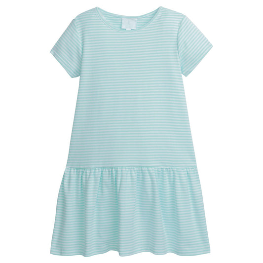 Little English Chanel T Shirt Dress- Aqua Stripe