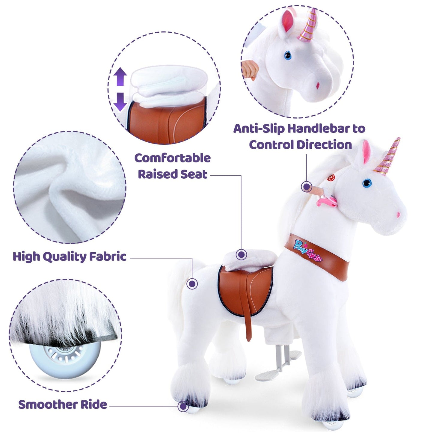 Model U® Unicorn Riding Toy For Age 4-7 White