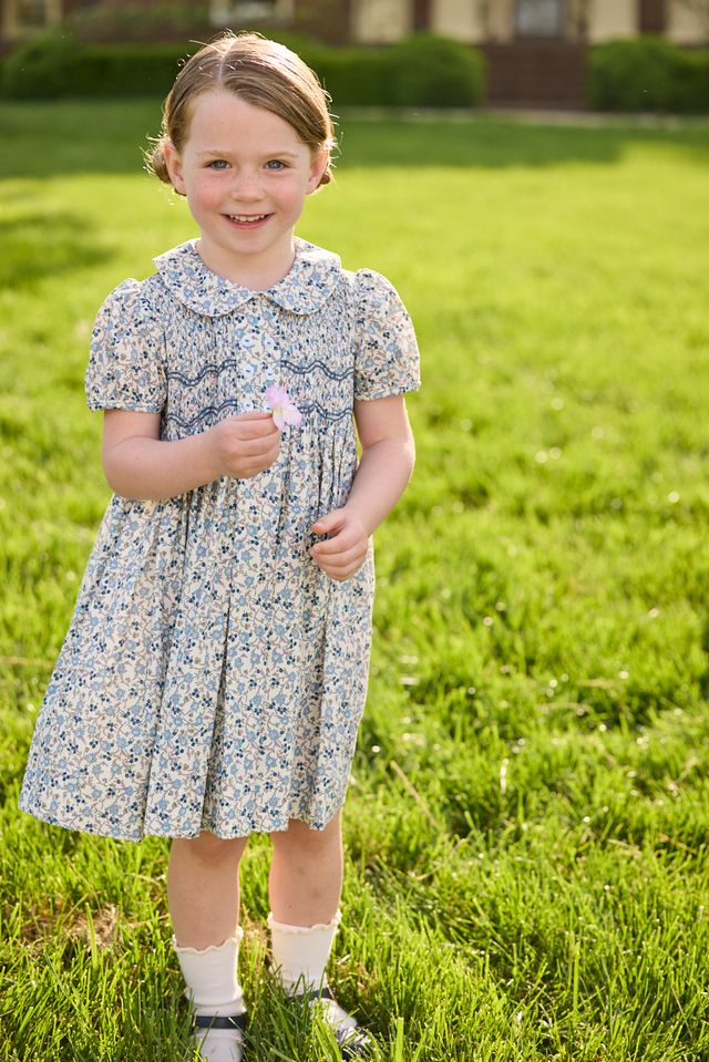 Little English Smocked Bridget Dress- Wisteria Floral