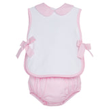 Little English Bow Tab Diaper Set - Light Pink Mini Gingham