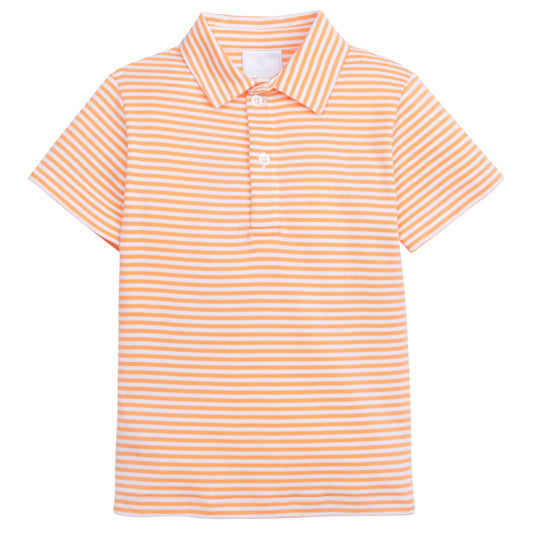 Little English Short Sleeve Polo - Orange Stripe