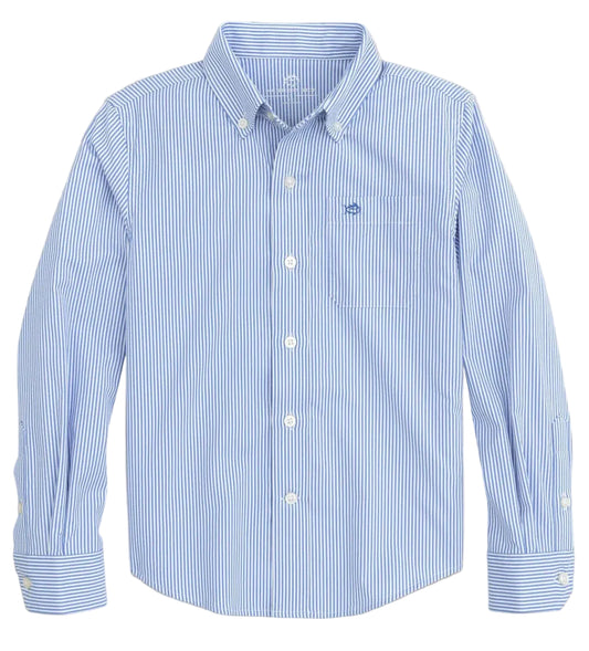 Southern Tide Intercoastal Bengal Stripe Sport Shirt- Cobalt Blue