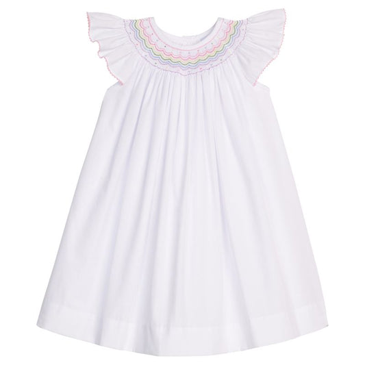Little English Smocked Bishop Dress- Rainbow