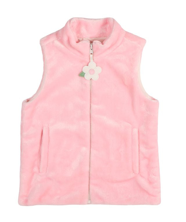 Plush Fleece Zip Up Vest- Pink