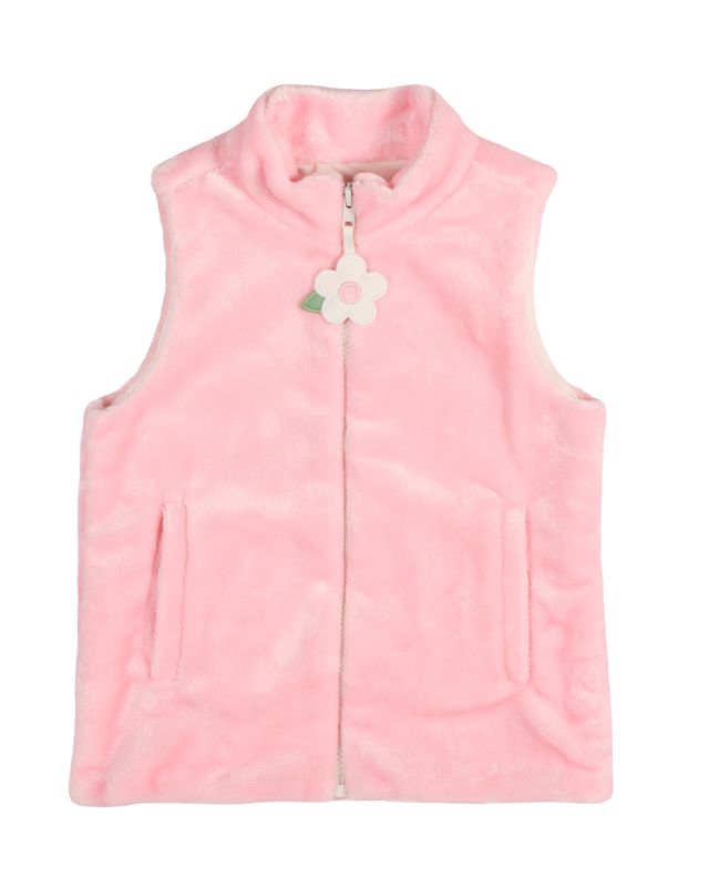 Plush Fleece Zip Up Vest- Pink