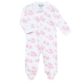 Nellapima Pink Teddy Bear Toile Zipper Footie