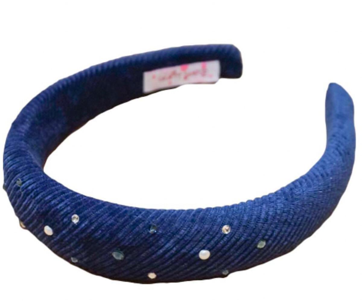 Padded Ribbed Headband with Jewels