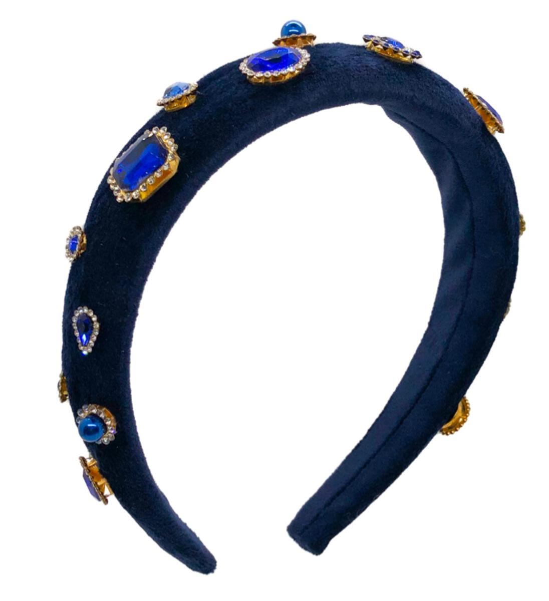 Jewel Padded Headband - Navy