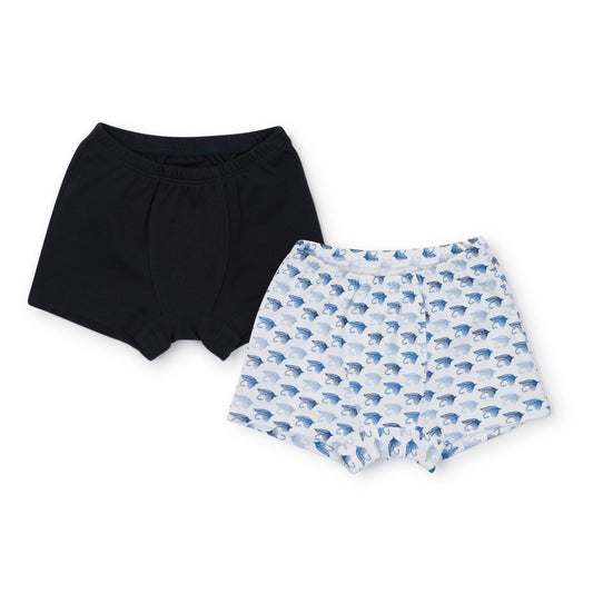 Lila and Hayes James Boys' Pima Cotton Underwear Set - Fly Fishing/Navy