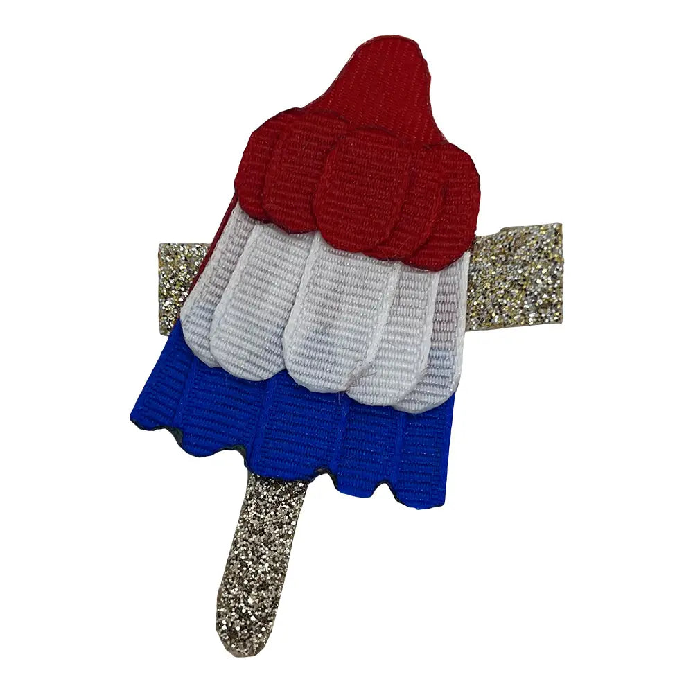 Patriotic Popsicle Hair Clip or bow stacker made by Bows for Belles.