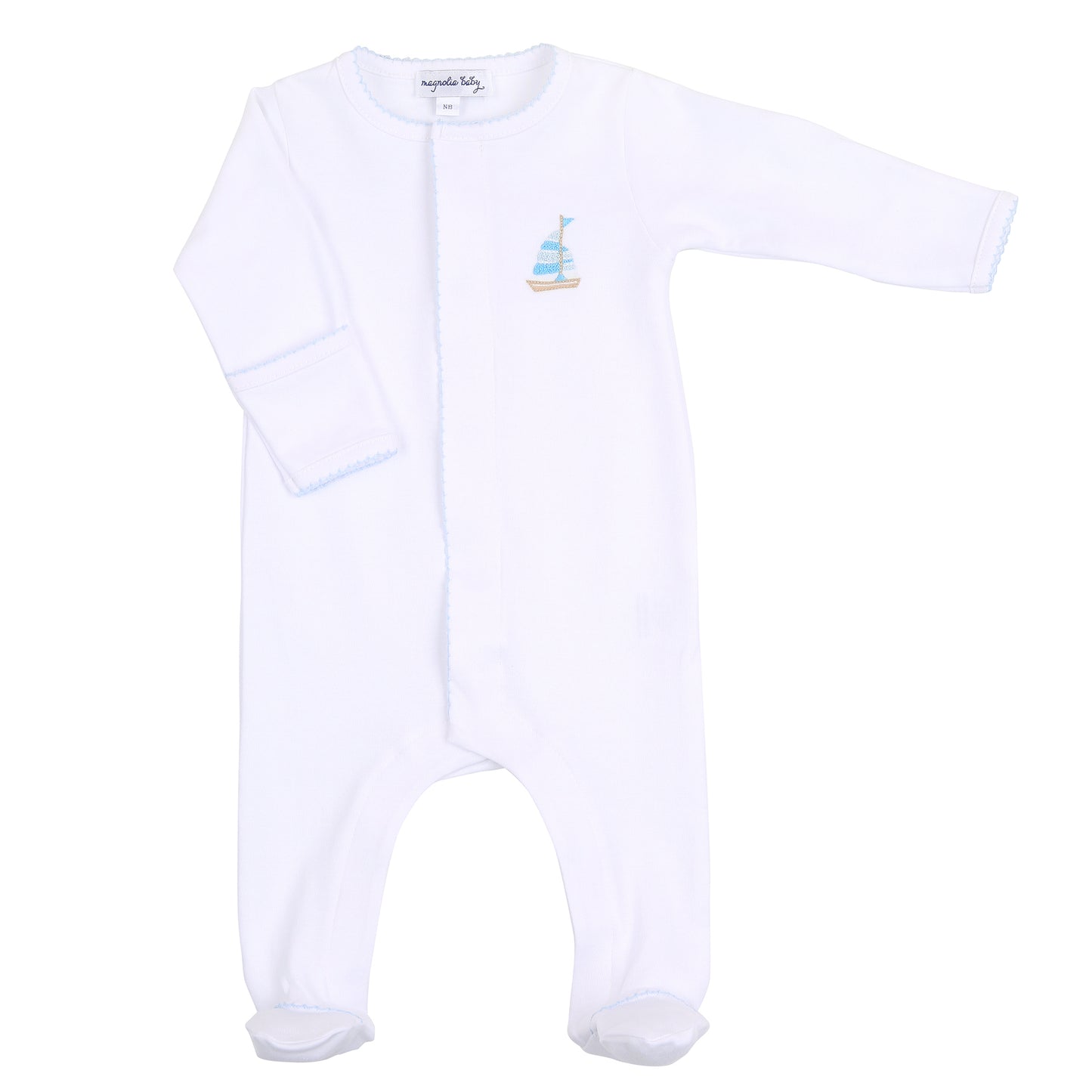 Magnolia Baby Tiny Sailboat Embroidered Footie
