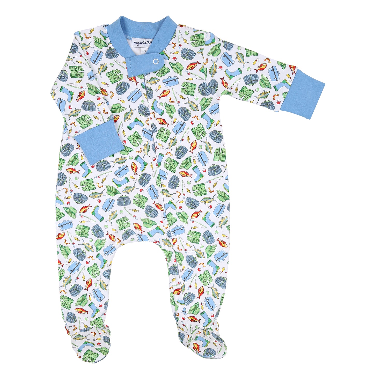 Magnolia Baby Fish All Day Printed Zipped Footie