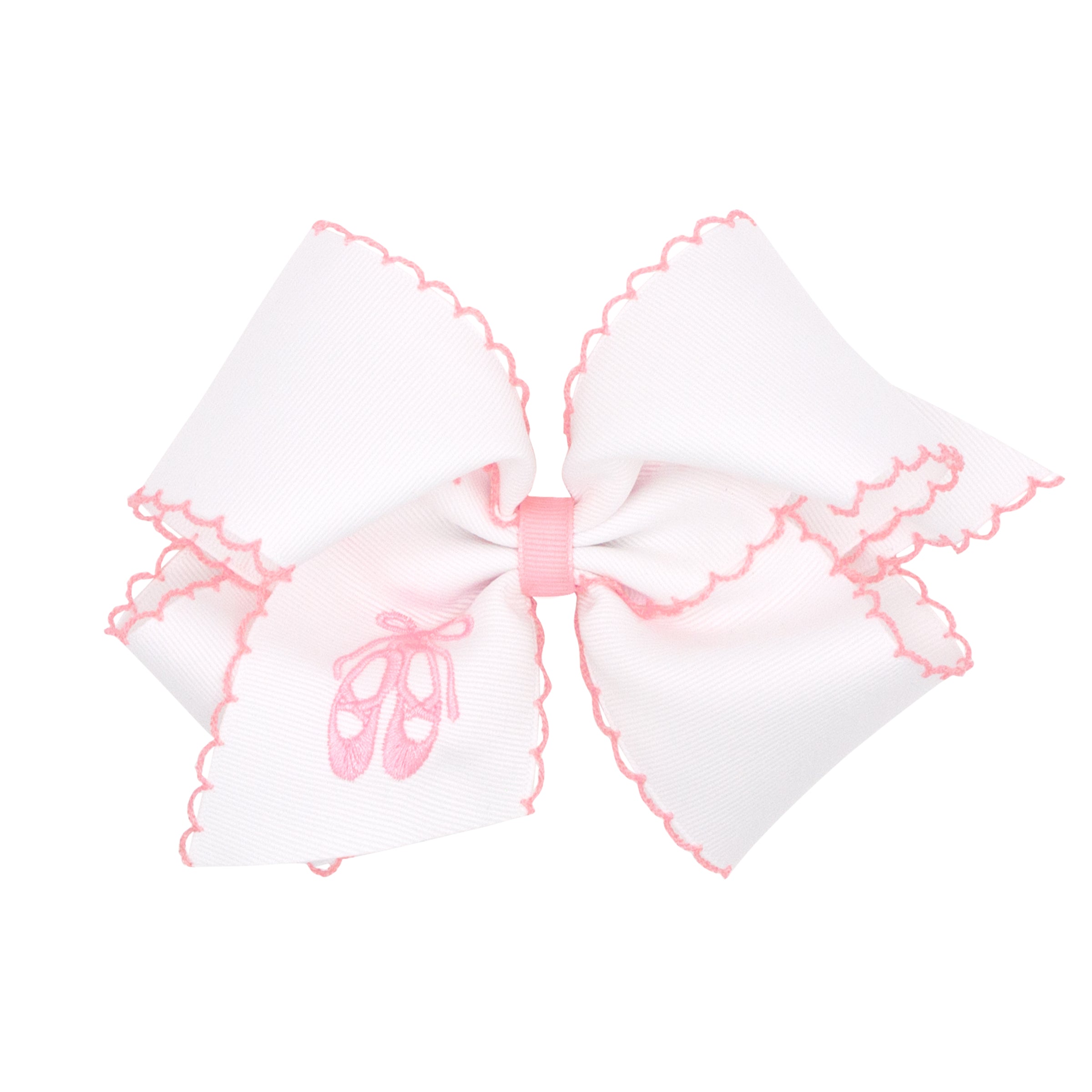 Wee Ones Grosgrain Moonstitch Embroidered Ballet Slippers King Hair Bow