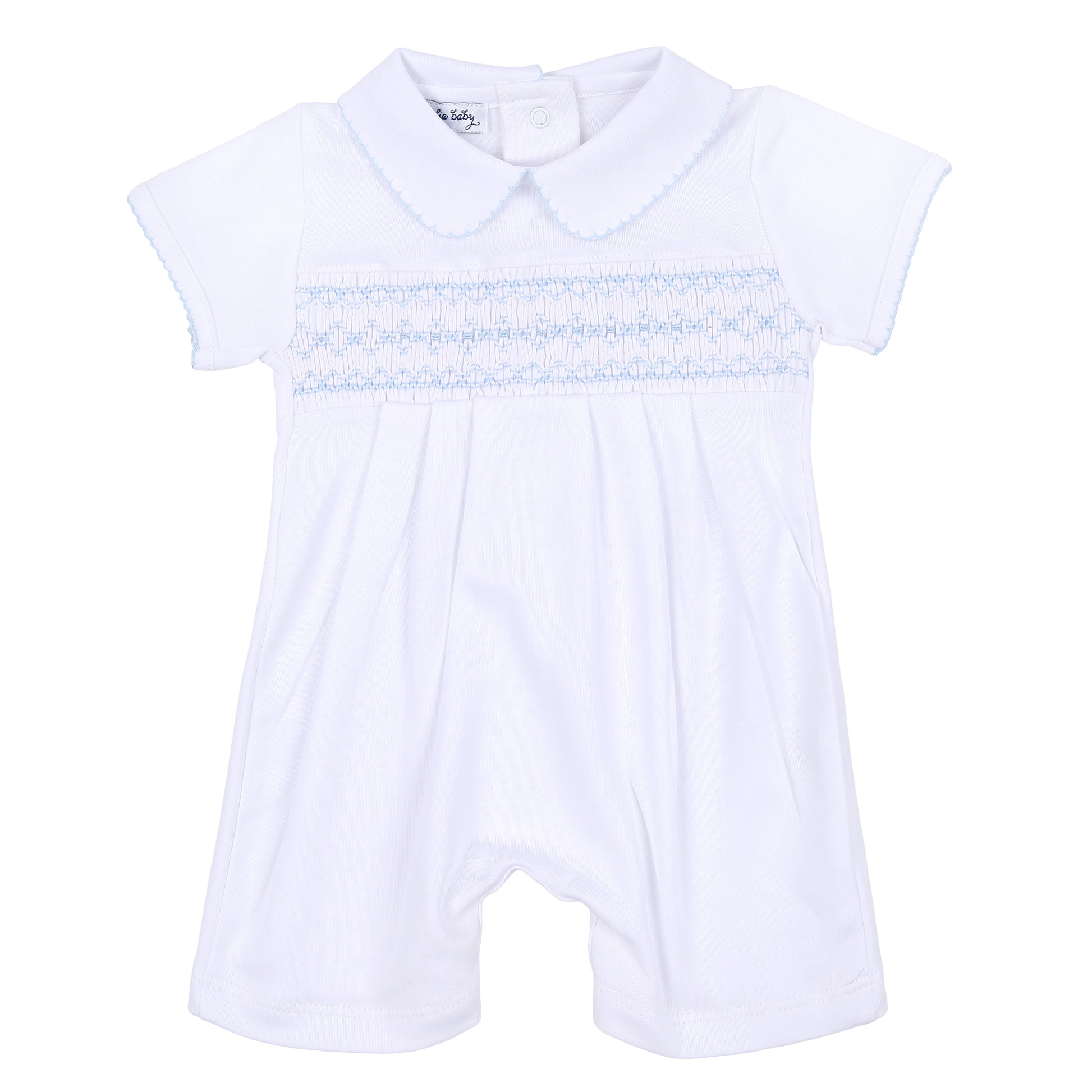 Magnolia BabyMolly and Brody Smocked Collared Short Playsuit - Blue