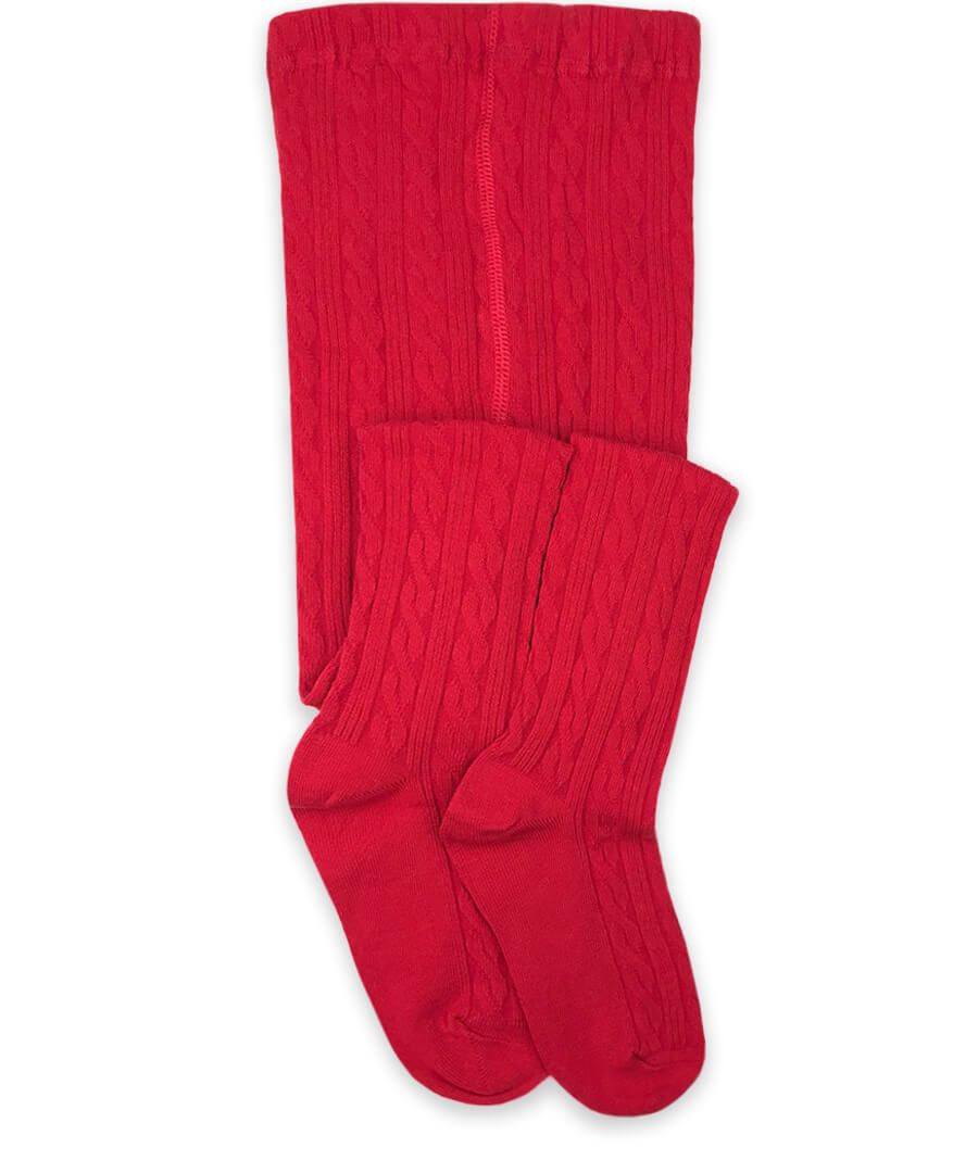 Jefferies Socks Red Cable Knit Tights