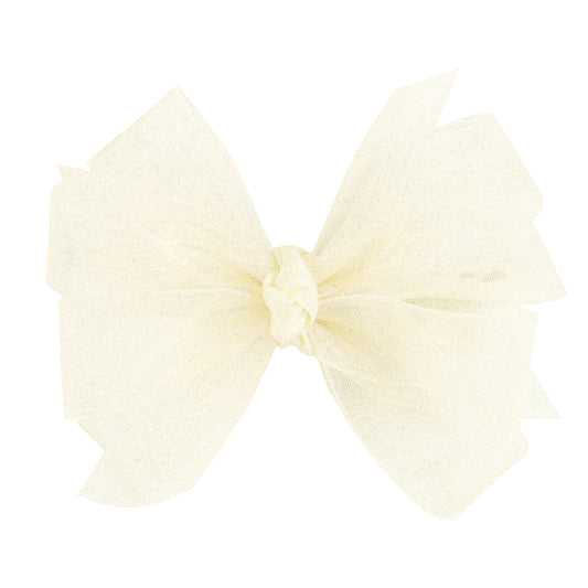 Wee Ones Tiny Organza Double Hair Bow - Ecru