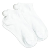 Low Cut Pom Pom Socks - White Poms
