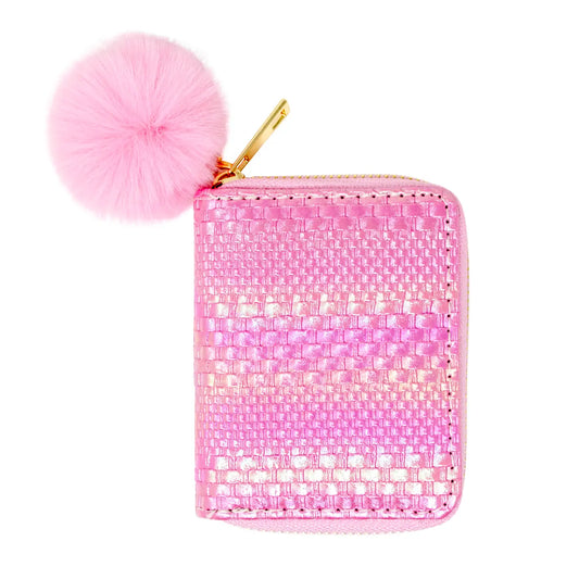 Shiny Mix Weave Wallet - Pink
