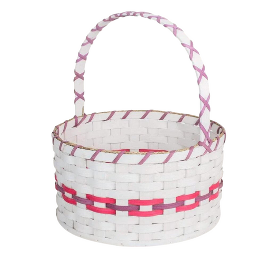 Large Round Easter Basket with Pink & Purple