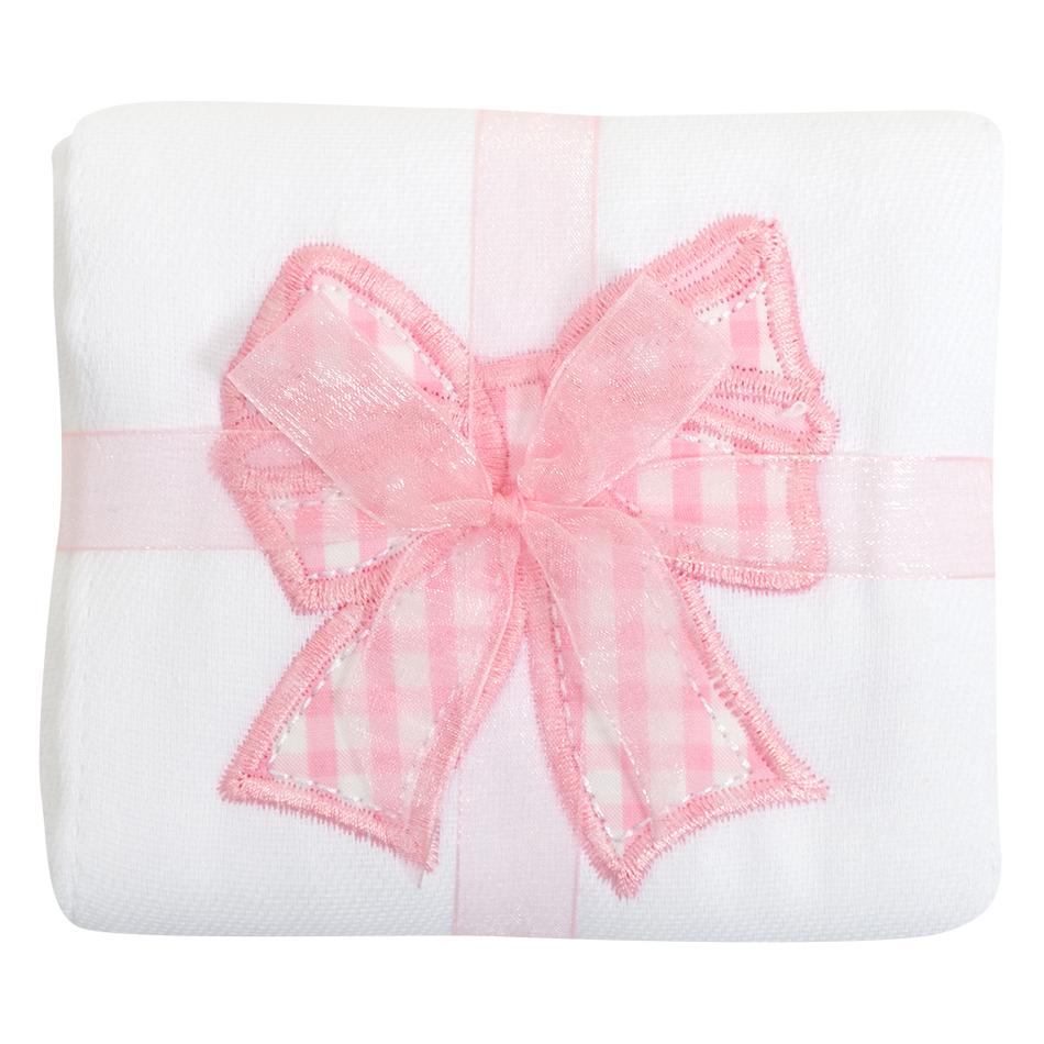 3 Marthas Pink Bow Burp Cloth