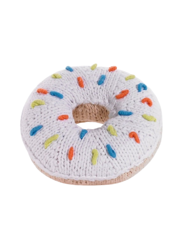 White donut shaped rattle made by Pebble