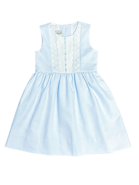Marco and Lizzy Blue and White Pique Dress