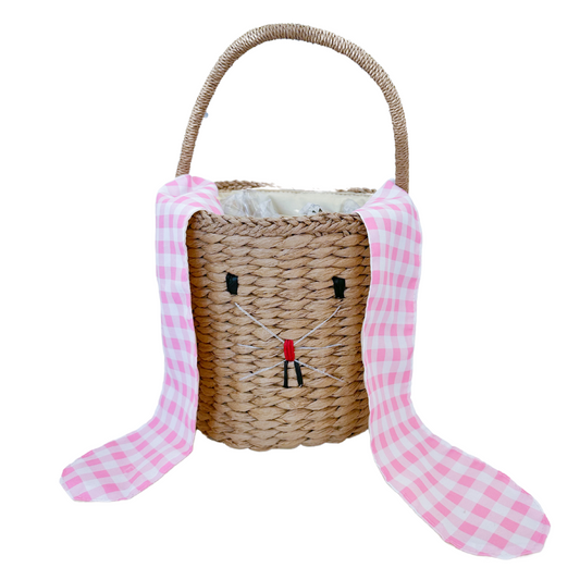 Pink Gingham Bunny Easter Basket