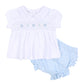 Hailey and Harry Smocked Collared Ruffle Diaper Cover Set made by Magnolia Baby.