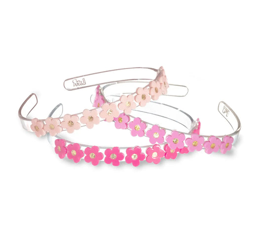 Multi Flowers Pink Headband - Set of 3